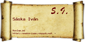 Sáska Iván névjegykártya
